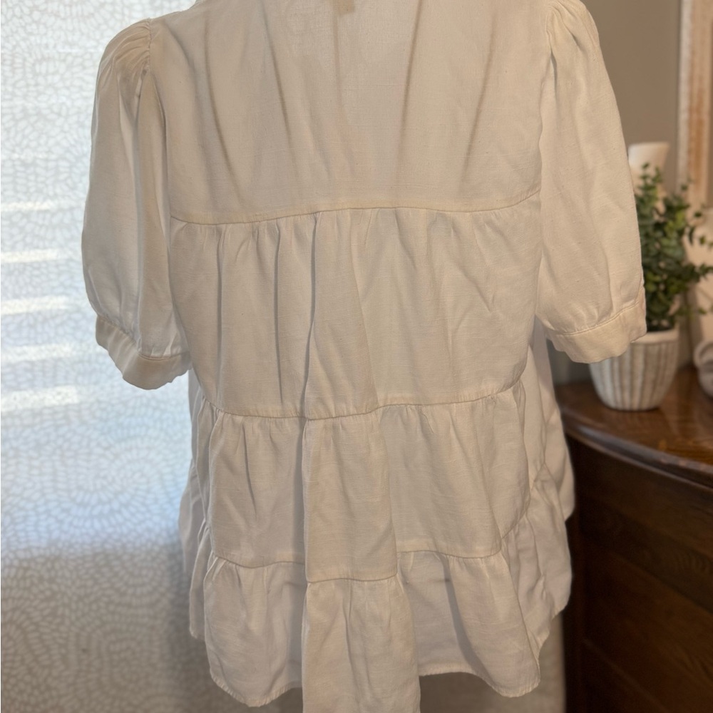 Rain x Francesca’s Women's White, Layered Button-Up Blouse, L - Picture 4 of 6